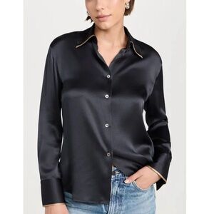 Vince Midnight Satin Button-Down Shirt